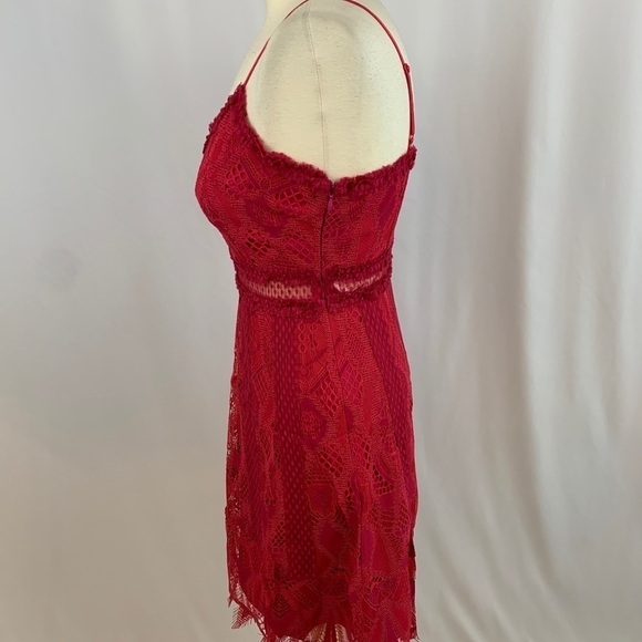 Foxiedox Gloria Lace Mini Dress in Raspberry - Picture 3 of 8